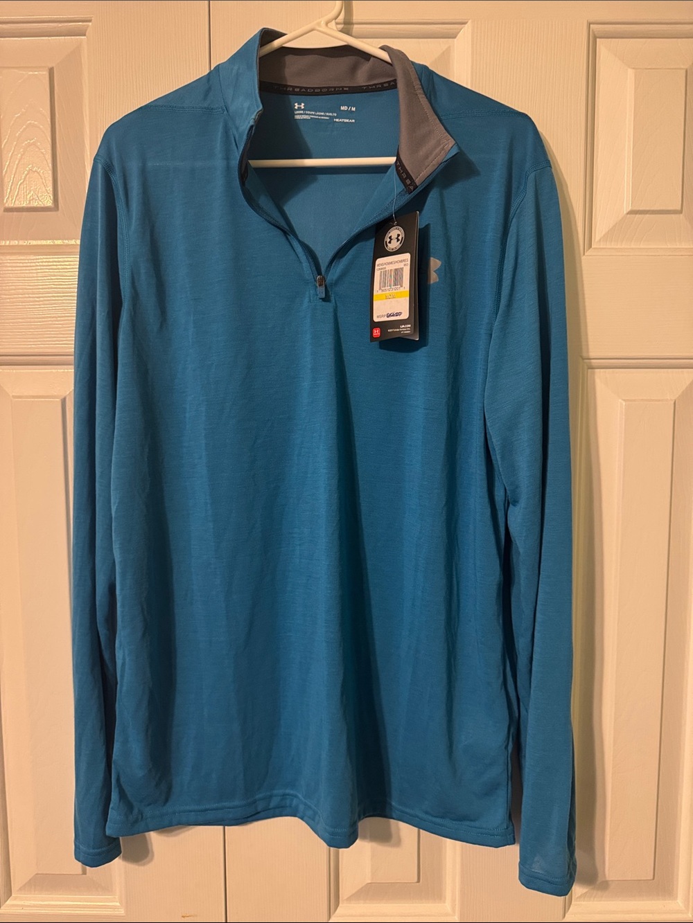 Under Armour Men’s Teal Blue Quarter-Zip Long Sleeve Pullover - Picture 2 of 3